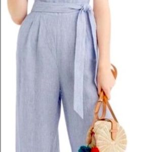 J. Crew navy striped linen jumpsuit Sz 2T
